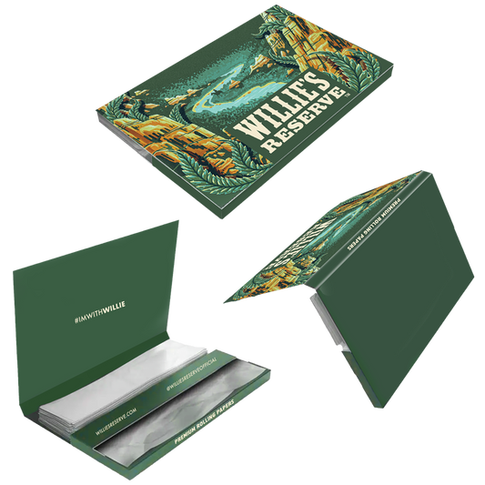 Official Willie's Reserve Merchandise. 1/4 rice paper rolling papers.
