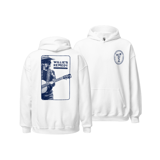 Remedy Badge White Hoodie - Front and Back