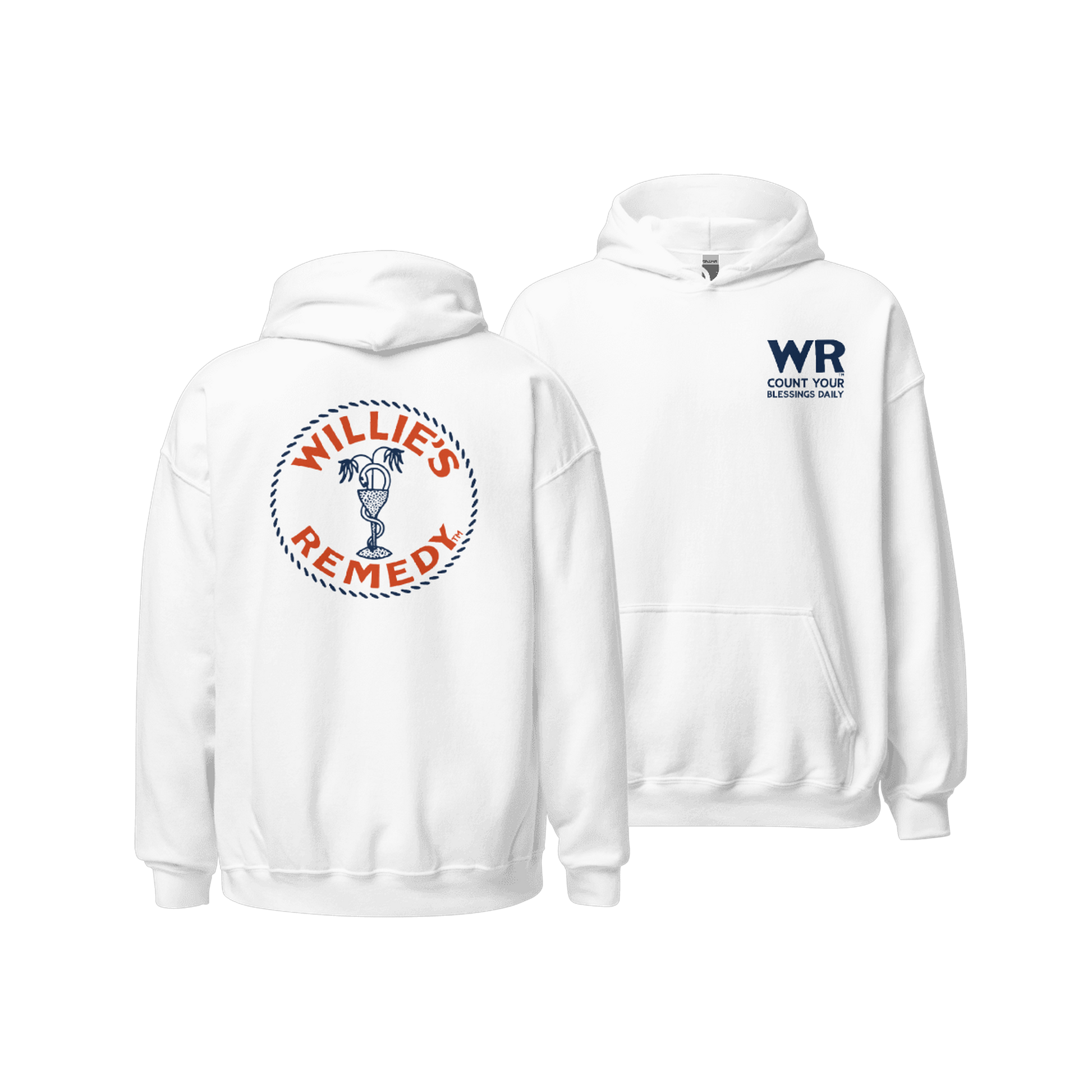 Remedy White Hoodie - Front and Back