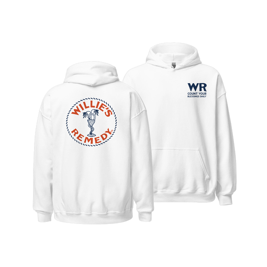 Remedy White Hoodie - Front and Back