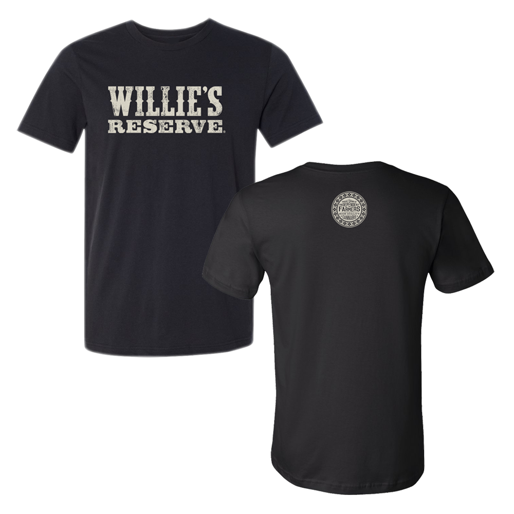 Willie's Reserve - Men's black and white logo tee printed on Bella + Canvas